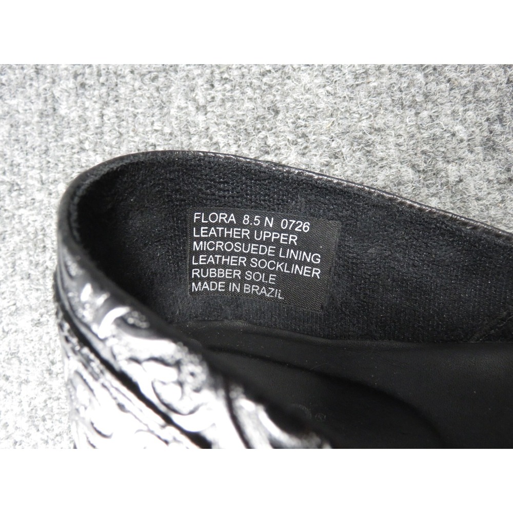 Abeo Flora Clog Black Leather Slip On Women's 8.5N Comfort Professional Textured - Picture 3 of 16